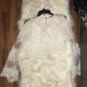 Two piece white crop top